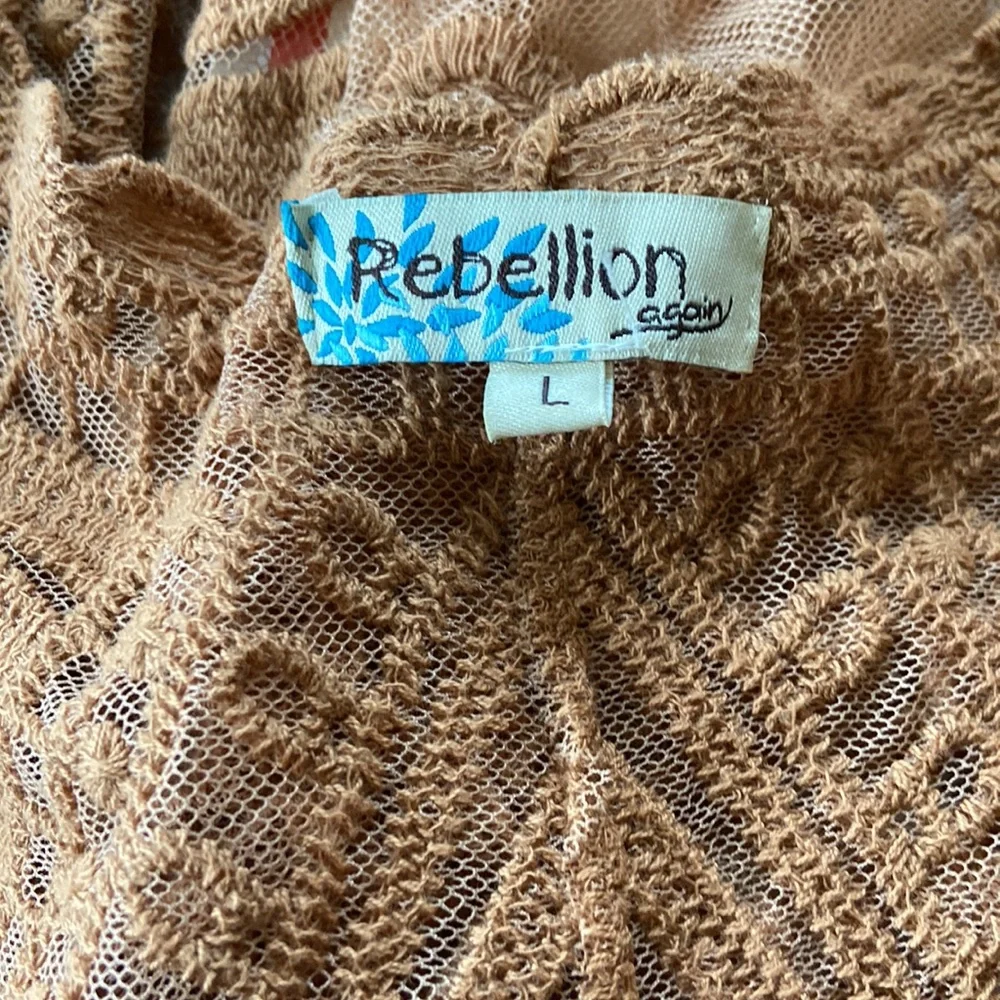 Rebellion Again Embroidered Mesh Duster Kimono - Picture 11 of 13